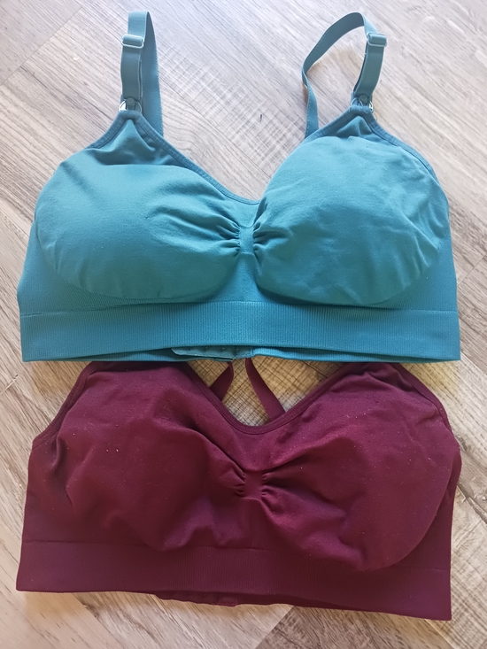 Other - 2 | Seamless Comfort Nursing Bras - Teal & Burgundy